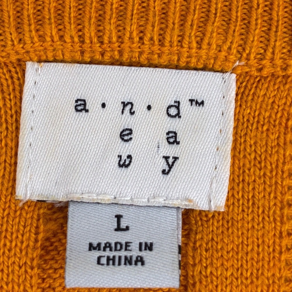 a new day Mustard Cable Knit Sweater Women's Large Cotton Blend Cozy Fall - Picture 6 of 7